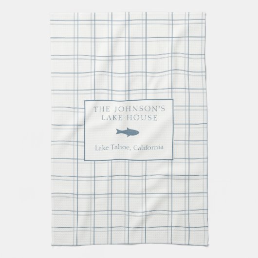 Classic Plaid Lake House Blauwe Vis Theedoek (Verticaal)