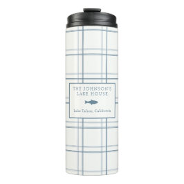 Classic  Plaid Lake House Blauwe Vis Thermosbeker