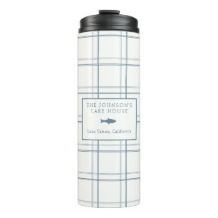 Classic  Plaid Lake House Blauwe Vis Thermosbeker