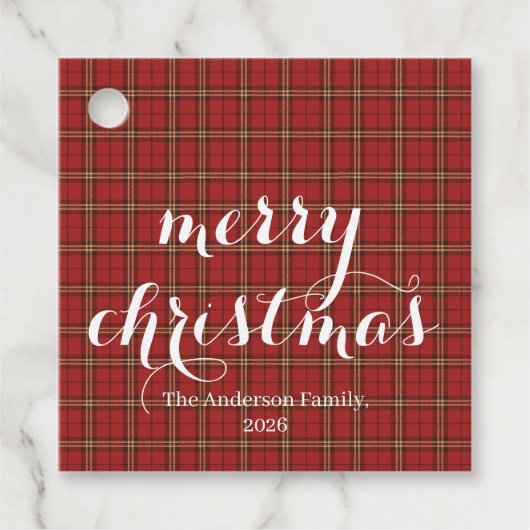 Classic Plaid Merry Christmas Festive -  Bedankjes Labels (Voorkant)