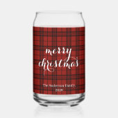 Classic Plaid Merry Christmas Festive -  Blikvorm Glas (Achterkant)