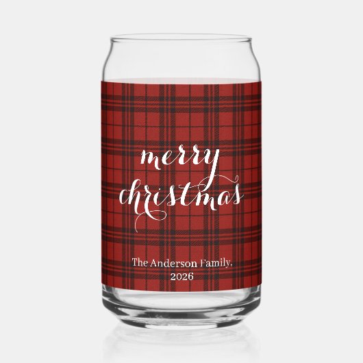 Classic Plaid Merry Christmas Festive - Blikvorm Glas (Achterkant)