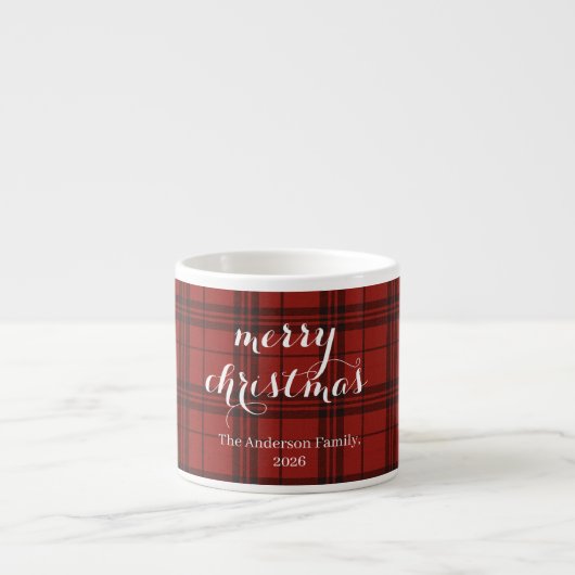 Classic Plaid Merry Christmas Festive -  Espresso Kop (Voorkant)
