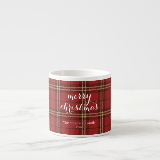 Classic Plaid Merry Christmas Festive -  Espresso Kop (Voorkant)
