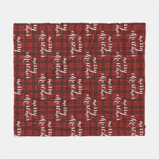 Classic Plaid Merry Christmas Festive -  Fleece Deken (Voorkant (Horizontaal))