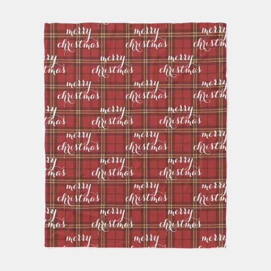 Classic Plaid Merry Christmas Festive -  Fleece Deken (Voorkant)