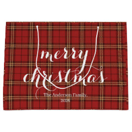 Classic Plaid Merry Christmas Festive - Groot Cadeauzakje