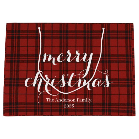 Classic Plaid Merry Christmas Festive -  Groot Cadeauzakje (Voorkant)
