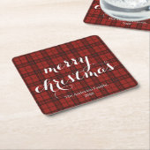 Classic Plaid Merry Christmas Festive -  Kartonnen Onderzetters (Schuin)