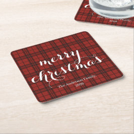 Classic Plaid Merry Christmas Festive -  Kartonnen Onderzetters