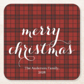 Classic Plaid Merry Christmas Festive - Kartonnen Onderzetters (Voorkant)