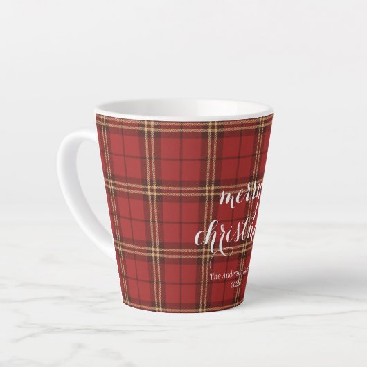 Classic Plaid Merry Christmas Festive - Latte Mok (Linkerhoek)