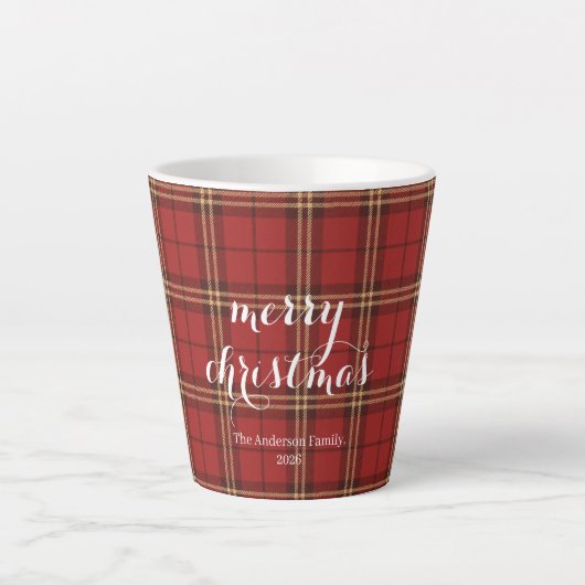 Classic Plaid Merry Christmas Festive -  Latte Mok (Voorkant)