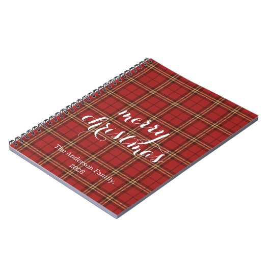 Classic Plaid Merry Christmas Festive -  Notitieboek (Linkerzijde)