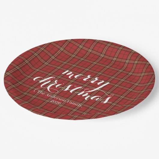 Classic Plaid Merry Christmas Festive - Papieren Bordje (Gekanteld)