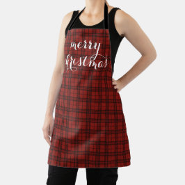 Classic Plaid Merry Christmas Festive -  Schort