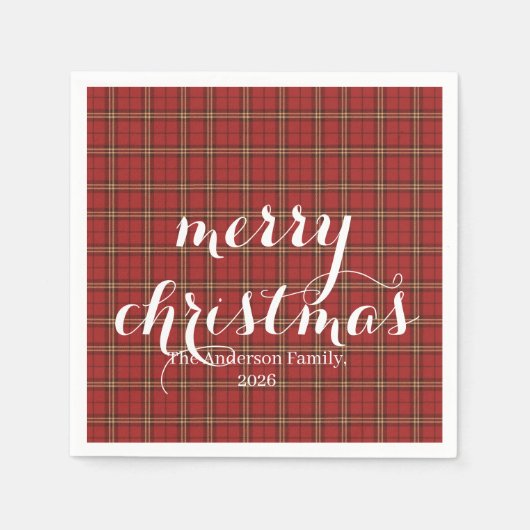 Classic Plaid Merry Christmas Festive - Servet (Voorkant)