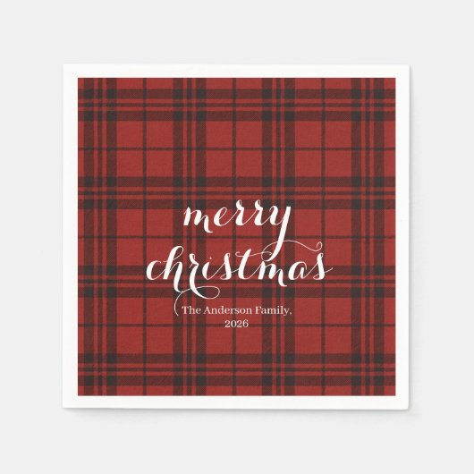 Classic Plaid Merry Christmas Festive - Servet (Voorkant)