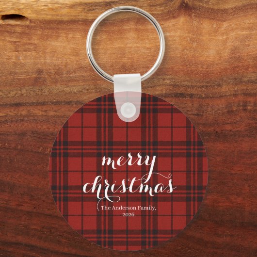 Classic Plaid Merry Christmas Festive -  Sleutelhanger (Voorkant)