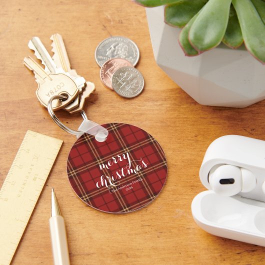 Classic Plaid Merry Christmas Festive -  Sleutelhanger (Bureau)