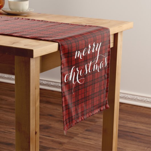 Classic Plaid Merry Christmas Festive Table Runner Lange Tafelloper (Voorbeeld)