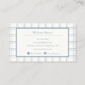 Classic Plaid Pattern Mannen Blauw Professioneel Visitekaartje (Achterkant)