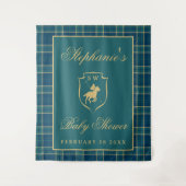 Classic Plaid Polo Equestrian Baby shower Achtergr Wandkleed (Voorkant)