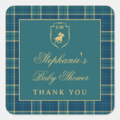 Classic Plaid Polo Green Equestrian Baby shower Vierkante Sticker (Voorkant)