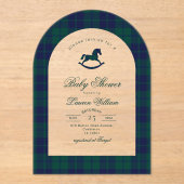  Classic plaid Rocking Horse Baby shower Acryl Uitnodigingen (Voorkant)