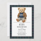 Classic Plaid Teddy Bear Baby Shower Kaart (Voorkant)