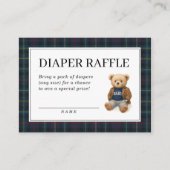 Classic Plaid Teddy Bear Diaper Raffle Cards  Informatiekaartje (Voorkant)