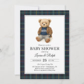 Classic Plaid Teddy Bear Lauren Baby Shower Kaart (Voorkant)