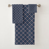 Classic Plaid Towel Masculine Navy Blue Bath Look Bad Handdoek (Insitu)