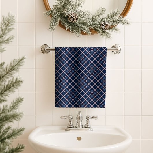 Classic Plaid Towel Masculine Navy Blue Bath Look Bad Handdoek