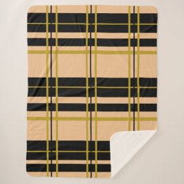 Classic Plaid Zwart Roos Gouden Sherpa Deken