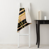 Classic Plaid Zwart Roos Gouden Sherpa Deken (In situ)