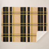 Classic Plaid Zwart Roos Gouden Sherpa Deken (Voorkant (horizontaal))