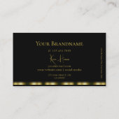 Classic Plain Black en Gold met Monogram Elegant Visitekaartje (Achterkant)