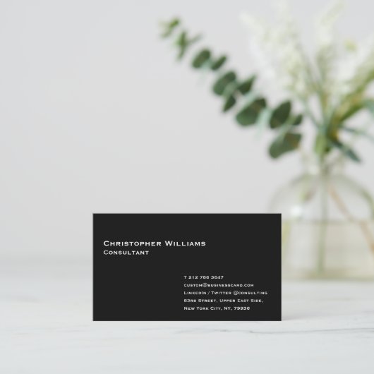 Classic Plain Black Modern Minimal Professional Visitekaartje (Staand voorkant)