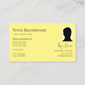Classic Plain Black Yellow met Monogram en foto Visitekaartje (Achterkant)
