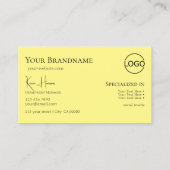 Classic Plain Black Yellow met monogram en Logo Visitekaartje (Achterkant)
