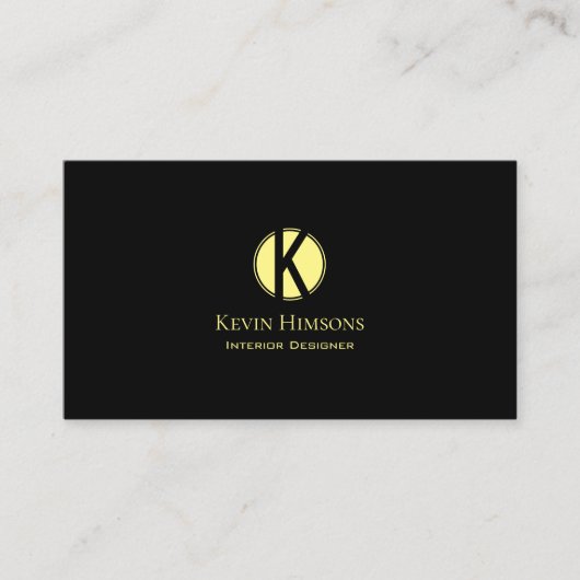 Classic Plain Black Yellow met monogram en Logo Visitekaartje (Voorkant)