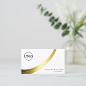 Classic Plain White Gold Decor Logo en QR-code Visitekaartje (Staand voorkant)