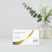 Classic Plain White Noble Gold Decor met Logo Visitekaartje (Staand voorkant)