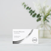 Classic Plain White Noble Silver Decor met Logo Visitekaartje (Staand voorkant)