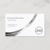 Classic Plain White Noble Silver Decor met Logo Visitekaartje (Voorkant)
