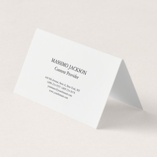 Classic Plain White Simple Professional Minimalist Visitekaartje (Voorkant)
