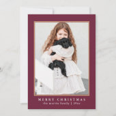 Classic Plum Check Pattern Merry kerst Foto Feestdagenkaart (Voorkant)