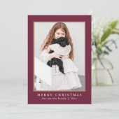 Classic Plum Check Pattern Merry kerst Foto Feestdagenkaart (Staand voorkant)