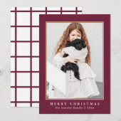 Classic Plum Check Pattern Merry kerst Foto Feestdagenkaart (Voorkant / Achterkant)